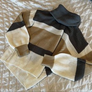 Striped cowl neck sweater